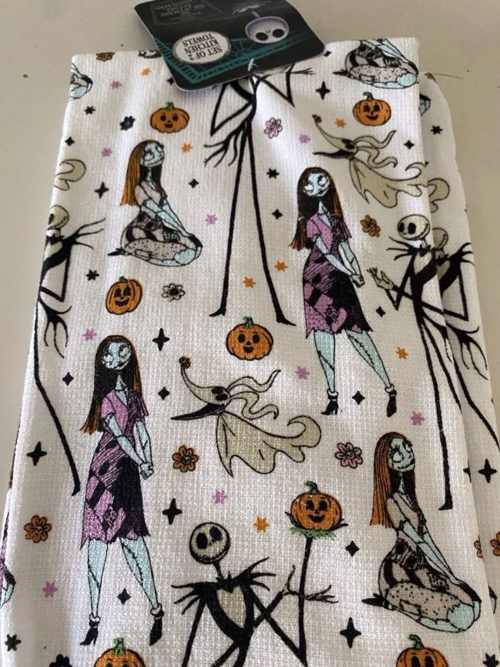 2 Pk Disney Jack Skellington Zero Nightmare Before Christmas Kitchen Towels NEW